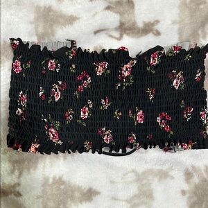 Xhilaration Black Floral Tube Top